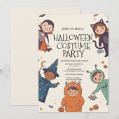 ハロウィンキッズパーティーの招待状 招待状 (正面/裏面)