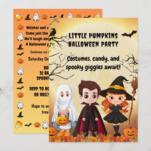 ハロウィンキッズパーティー 招待状 (正面/裏面)