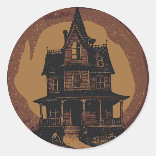 ハロウィンキャッスル 怖いお化け屋敷 ラウンドシール (正面)