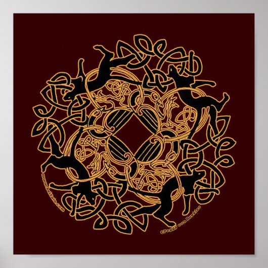 ハロウィンキャッツケルト美術プリント ポスター (正面)