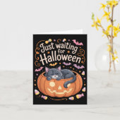 ハロウィンキャットを待つだけで面白いハロウィーンの現状 カード (黄色い花)