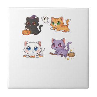 ハロウィンキャット スタイリッシュでお化けみたいな猫にインスパイアされた タイル