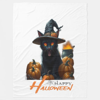 ハロウィンキャット フリースブランケット