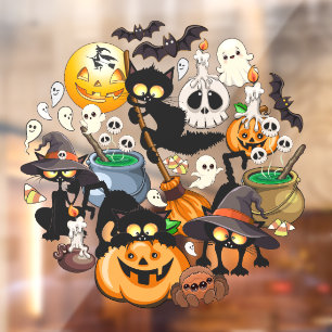 ハロウィンキャット 楽しいパーティー ウィンドウサイン