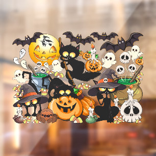 ハロウィンキャット 楽しいパーティー ウィンドウサイン