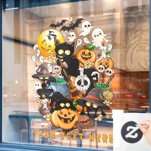 ハロウィンキャット 楽しいパーティー ウィンドウサイン