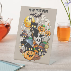 ハロウィンキャット 楽しいパーティー 台座サイン