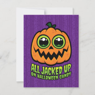 ハロウィンキャンディでハイになっちゃう!パンプキンのハロウィンTシャツ ポストカード
