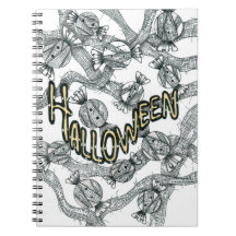 ハロウィンキャンディとリボン スパイラルノート