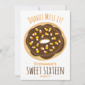 ハロウィンキャンディコーンドーナツスイーツ16 16誕生日 招待状 (正面)