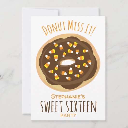 ハロウィンキャンディコーンドーナツスイーツ16 16誕生日 招待状 (正面)