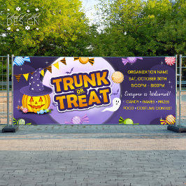ハロウィンキャンディトランクまたは可愛いカボチャの治療 横断幕