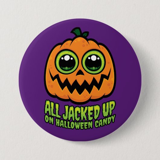 ハロウィンキャンディパンプキンに全てジャッおもしろいク 缶バッジ (正面)