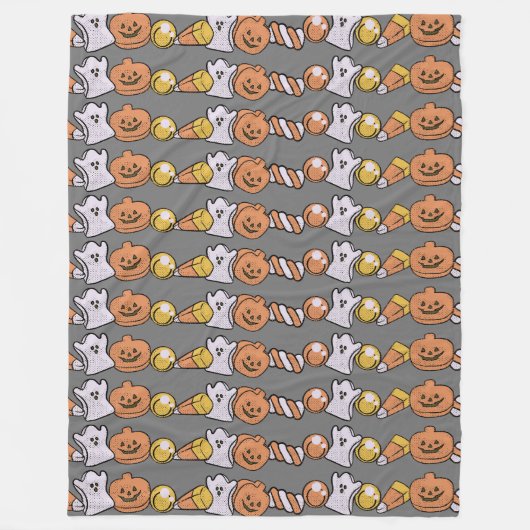 ハロウィンキャンディーと幽霊 フリースブランケット (正面)