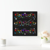 ハロウィンキャンディーの柄 スクエア壁時計 (ホーム)