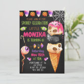 ハロウィンキャンディークッキー子供の誕生日招待状 招待状 (スタンド正面)