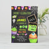 ハロウィンキャンディークッキー子供の誕生日招待状 招待状 (スタンド正面)
