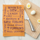 ハロウィンキャンディーコスチューム10月31日オレンジとブラック キッチンタオル (四つ折り)