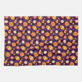 ハロウィンキャンディーコーンキャンディーが紫に キッチンタオル