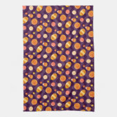 ハロウィンキャンディーコーンキャンディーが紫に キッチンタオル (縦)