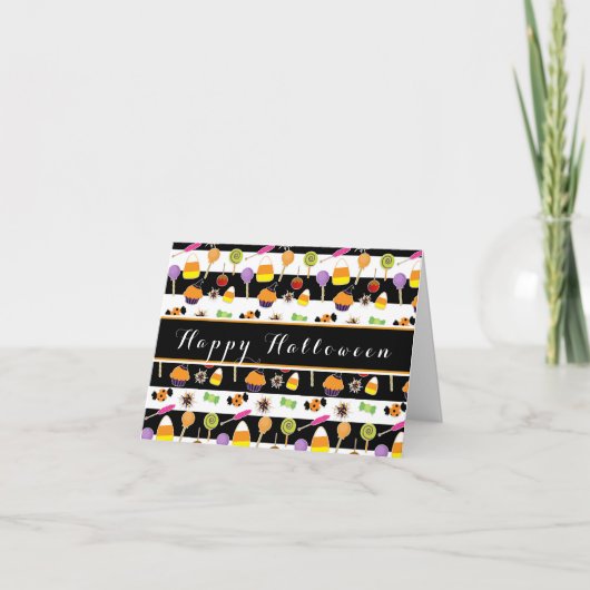 ハロウィンキャンディ&スイーツ折りたたみノートカード カード (正面)