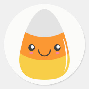 ハロウィンキャンデートウモロコシの幸せなEmojiのステッカー ラウンドシール