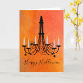 ハロウィンキャンドルとクモ カード (黄色い花)