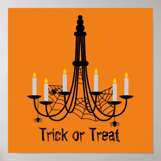 ハロウィンキャンドルとクモ ポスター (正面)