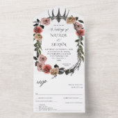 ハロウィンクラウンピンク&ブラックフローラ結婚ズ オールインワン招待状 (内側)