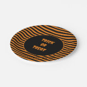 ハロウィンクラシックのオレンジと黒ストライプの色 ペーパープレート (アングル)