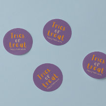 ハロウィンクラシックのトリックまたはトリートラウンドステッカー