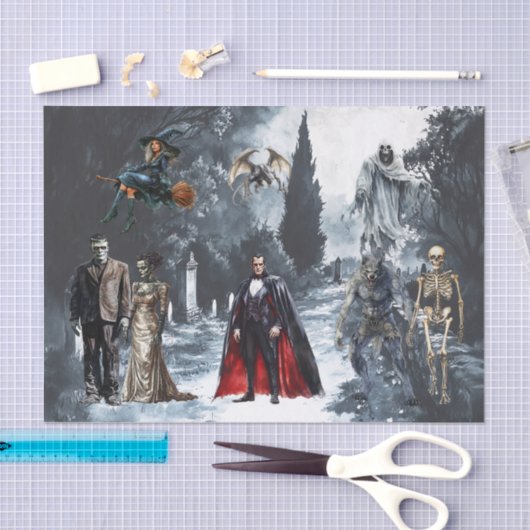 ハロウィンクラシックのモンスターズウォーター色 薄葉紙 (クラフト)