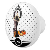 ハロウィンクラシックエレガントロングブラックドレスファッション セラミックノブ (右)