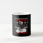 ハロウィンクリスマスおもしろいの黒猫の汗が好き コーヒーマグカップ (中央)