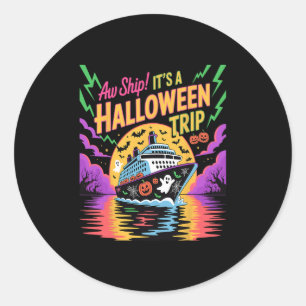 ハロウィンクルーズのハプニング面白Tシャツ ラウンドシール