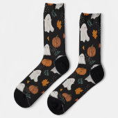 ハロウィンクルーズソックス – おばけ、カボチャ、秋 ソックス (左)