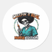 ハロウィンクレピ実在ン!ナース版クラシックT ラウンドシール (正面)