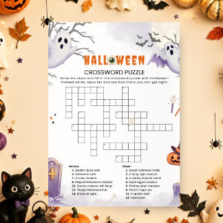 ハロウィンクロスワードパズルゲーム | スプーキーなパーティー 招待状