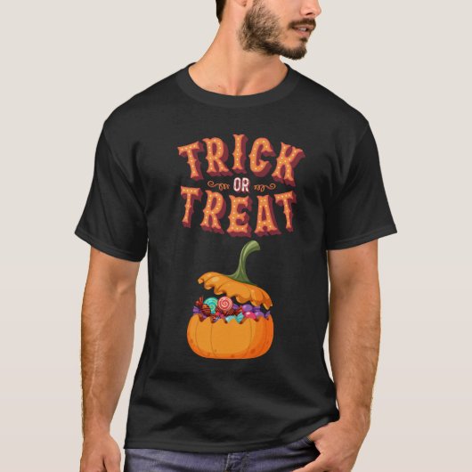 ハロウィンクールのトリックまたは治療 Tシャツ (正面)