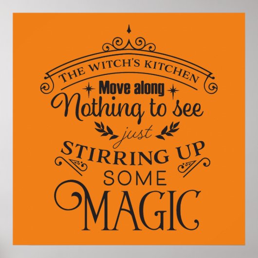 ハロウィンクールウィッチのキッチンワードアート ポスター (正面)