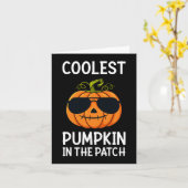 ハロウィンクールパンプキンのパッチ少年の女の子 カード (黄色い花)