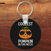 ハロウィンクールパンプキンのパッチ少年の女の子 キーホルダー (裏面)
