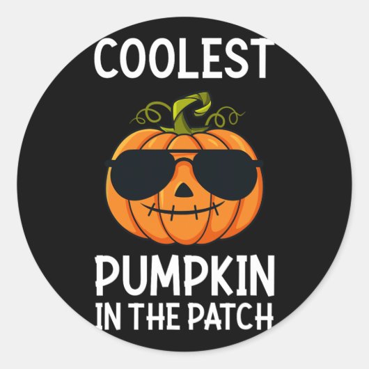 ハロウィンクールパンプキンのパッチ少年の女の子 ラウンドシール (正面)