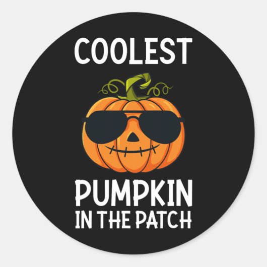 ハロウィンクールパンプキンのパッチ少年の女の子 ラウンドシール (正面)
