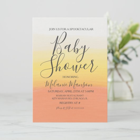 ハロウィングラデーションキャンディーコーン赤ちゃんシャワー 招待状 (スタンド正面)