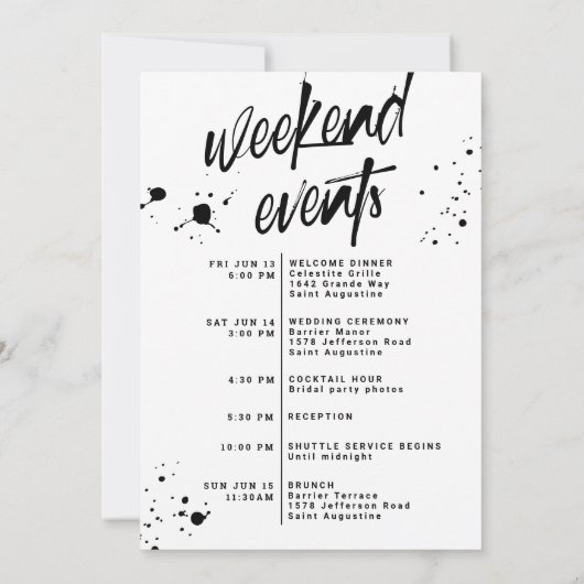 ハロウィングランジ結婚式 プログラムウェルカムバッグカード 招待状 (裏面)