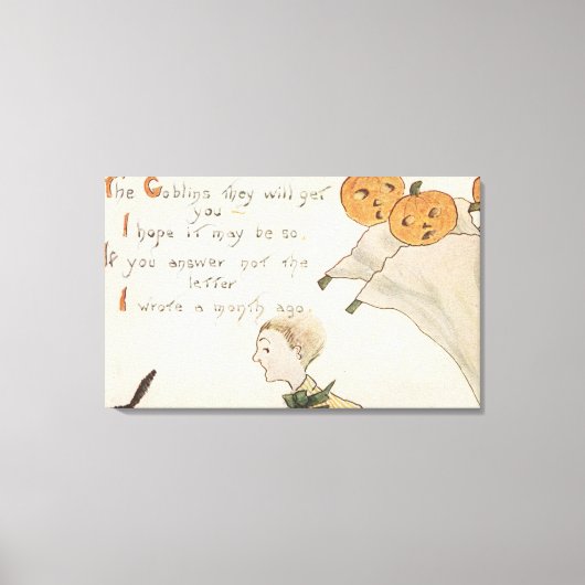 ハロウィングリーティングジャック – O – ランタン幽霊たち キャンバスプリント (正面)