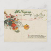 ハロウィングリーティングフライトウィッチヴィンテージ ポストカード (正面)