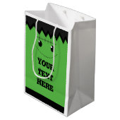 ハロウィングリーンフランケンシュタインカワイイパーソナライズされたバッグ ミディアムペーパーバッグ (裏面アングル)