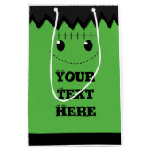 ハロウィングリーンフランケンシュタインカワイイパーソナライズされたバッグ ミディアムペーパーバッグ (正面)